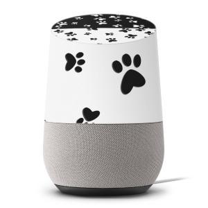 Google Home 専用スキンシール グーグルホーム スマートスピーカー カバー フィルム ステッカー アクセサリー  犬　足跡　バイカラー　白黒 000128｜emart