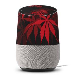 Google Home 専用スキンシール グーグルホーム スマートスピーカー カバー フィルム ステッカー アクセサリー  もみじ　赤 000446｜emart