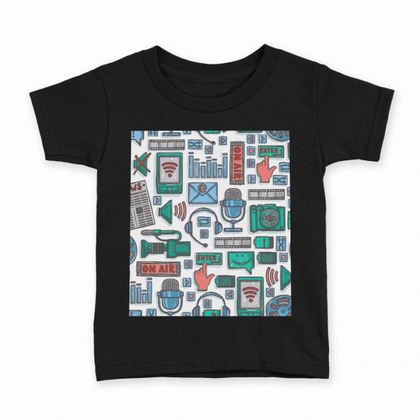 tシャツ キッズ 半袖 黒地 ブラック デザイン 90 100 110 120 130 140 15...