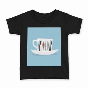 tシャツ キッズ 半袖 黒地 ブラック デザイン 90 100 110 120 130 140 150 Tシャツ ティーシャツ T shirt カフェ　マグカップ 014442