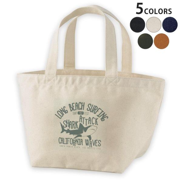 デザインランチバッグ キャンバス デイパック バッグ レディースバッグ トートバッグ ナチュラル 黒...