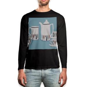 ロング Tシャツ メンズ 長袖 ブラック デザイ...の商品画像