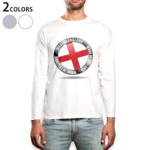 ロングTシャツ メンズ 長袖 ホワイト グレー XS S M L XL 2XL Tシャツ ティーシャツ T shirt long sleeve  イングランド　国旗 000928