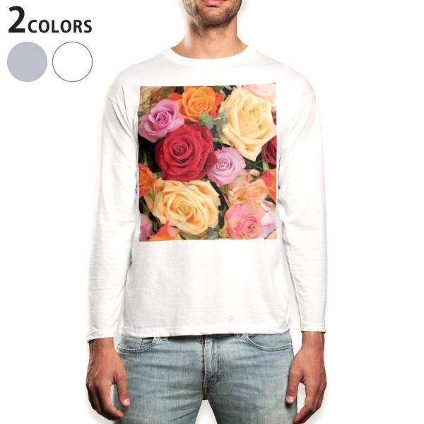 ロングTシャツ メンズ 長袖 ホワイト グレー XS S M L XL 2XL Tシャツ ティーシャ...