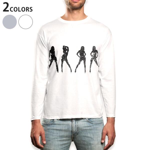 ロングTシャツ メンズ 長袖 ホワイト グレー XS S M L XL 2XL Tシャツ ティーシャ...
