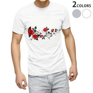 tシャツ メンズ 半袖 ホワイト グレー デザイン XS S M L XL 2XL Tシャツ ティーシャツ T shirt  フラワー　バラ　赤 009303