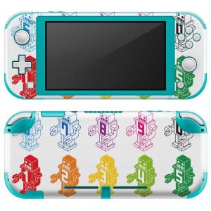igsticker Nintendo Switch Lite 専用 デザインスキンシール 全面 任天堂 専用 ニンテンドー スイッチ ライト カラフル　ロボット　数字 000135