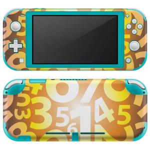 igsticker Nintendo Switch Lite 専用 デザインスキンシール 全面 任天堂 専用 ニンテンドー スイッチ ライト  数字　黄色　イエロー　ブルー　模様 008186