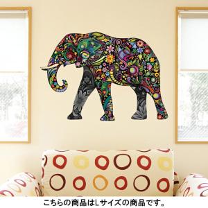 ウォールステッカー 飾り 90×90cm シール式 装飾 おしゃれ 壁紙 はがせる 剥がせる カッティングシート wall sticke  象　動物　花　フラワー 006335
