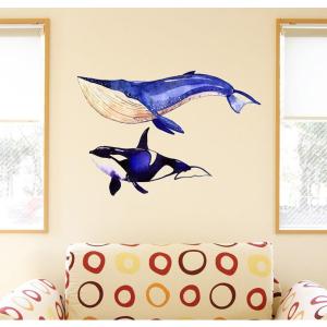 ウォールステッカー 飾り 590×1327mm シール式 装飾 おしゃれ 壁紙 はがせる wall sticker 海の生物 海 イルカ クジラ 014703｜emart