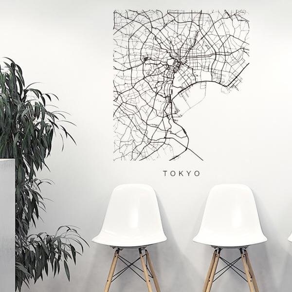 世界の都市MAP☆シール式ウォールステッカー 90×90cm 地図 ストリートマップ street ...