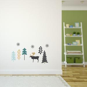 ウォールステッカー 飾り 390×877mm wall sticker クリスマス Christmas ツリー トナカイ 雪の結晶 ウォールステッカー 016708｜emart