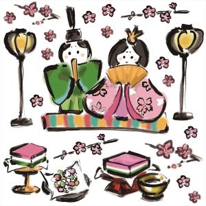 ひなまつり☆ シール式ウォールステッカー 飾り 30×30c...