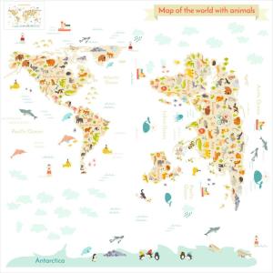 地図☆ シール式ウォールステッカー ウォールステッカー 飾り 30×30cm 世界地図 日本地図 world map japan 大陸 剥がせる｜emart