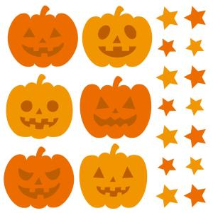 ハロウィン ハロウィーン☆シール式ウォールステッカー halloween かぼちゃ おばけ ランタン 怖い パーティ 文字 魔女 trick or treat  10×10cm 属性｜emart