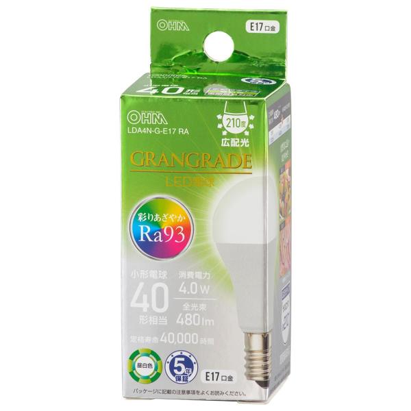 オーム電機 LED電球小形E17 40形相当 昼白色 LDA4N-G-E17 RA 【品番:06-5...