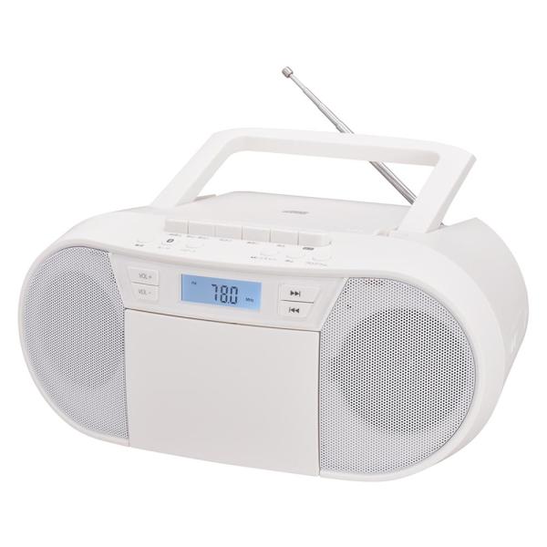 オーム電機 RCD-720T AudioComm CDラジカセ ホワイト ラジオとCDのカセット録音...