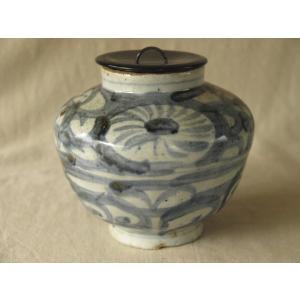 レア珍品 江戸 明治時代 上野焼 藁釉緑彩壺22.5cm 茶壺 青流花瓶 古