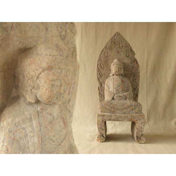 レア珍品 貴重 隋 唐時代 大日如来石仏42.5cm 仏教仏像 中国古美術 縁起物 骨董品