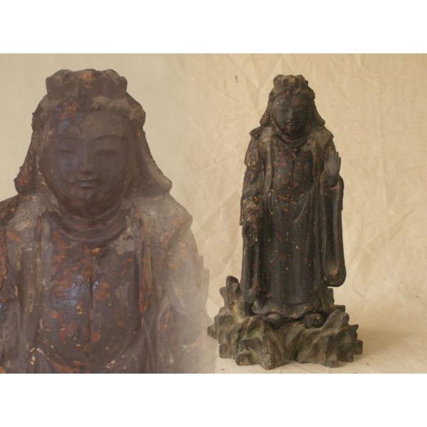 桃山 江戸時代 木彫吉祥天仏22cm 女神 検 毘沙門天 鬼子母神 徳叉迦