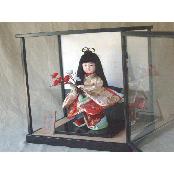 梅人形 童春作 日本人形 飾り 市松人形 少女 着物 和風 和飾り ガラスケース
