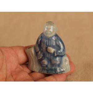 昭和レトロ 八雲 ガラス目 木彫り熊19cm 北海道彫刻家 アイヌ 工芸