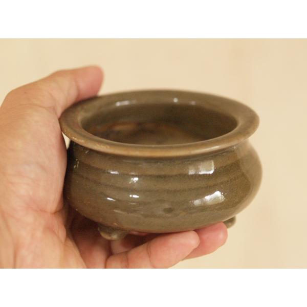 貴重 明時代 龍泉窯 黄豆釉色 七官青磁香炉10ｃｍ 中国古美術 古玩 茶葉色釉