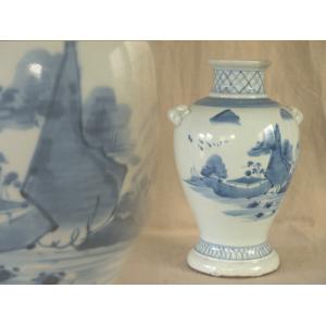 江戸時代 無傷 極上 鳳凰山水文染付古伊万里大鉢28cm 献上手古伊万里深