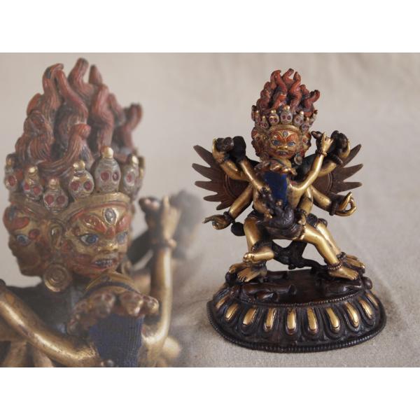 貴重 清代 絢爛豪華 金鍍金銅製歓喜仏10.5ｃｍ 男女合体仏 チベット仏 密教 銅製大黒天仏教 仏...