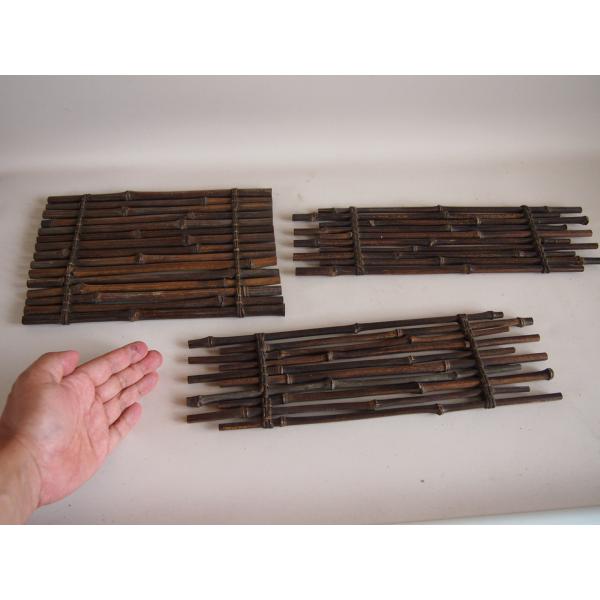 時代 煤竹 飾り台3セット 敷板 茶道 花道 盆栽 和洋折衷