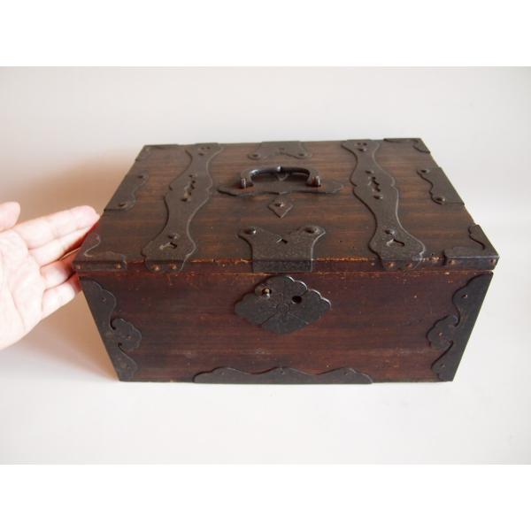 レア珍品 時代 隠し引出付木箱33.5ｃｍ 秘密の引き出し 銭函 宝箱 貯金箱 収納 金庫 古民藝 ...