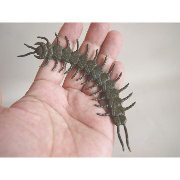 大正 昭和レトロ ブロンズ製 珍品 自在ムカデ置物15ｃｍ 百足 銅製 根付 盆栽 添配 茶道 花道...