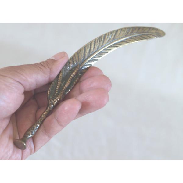レア珍品 19世紀 ブロンズ製鳥の羽ペーパーカッター ブロンズ アールヌーボー 西洋アンティーク