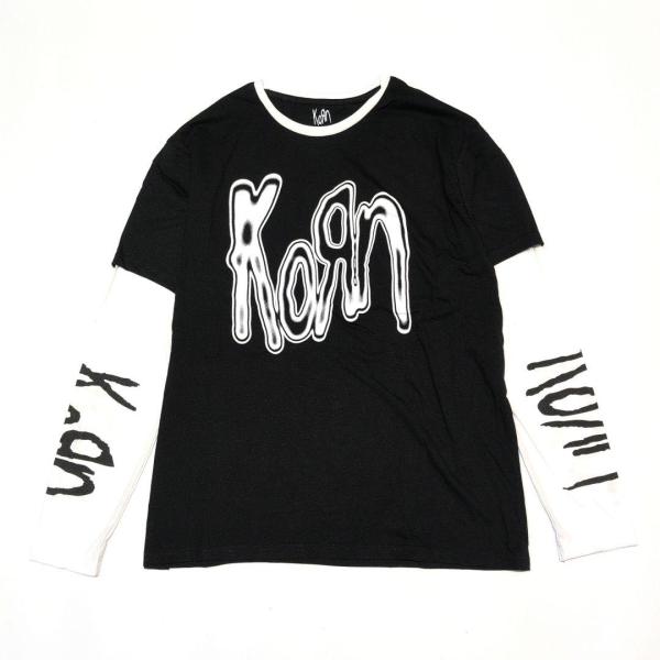 KORN コーン Tシャツ ロンTEE バンドTシャツ ブラック Metallic Logo L/S...