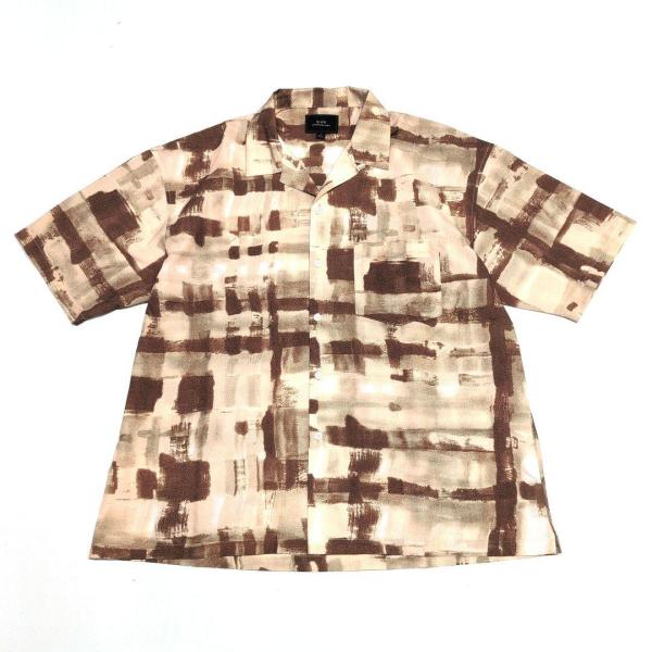 セール！SLICK スリック オープンカラーシャツ ベージュ Abstract Printed Op...