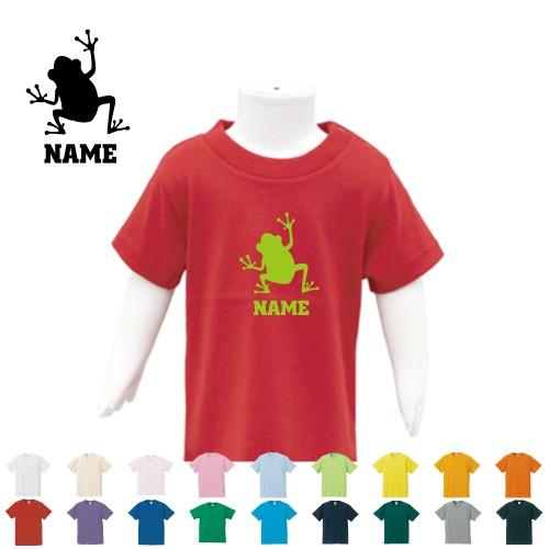 「カエル」半袖名入れキッズTシャツ こども服 綿100 蛙、Frog、爬虫類 子供服 キッズウェア