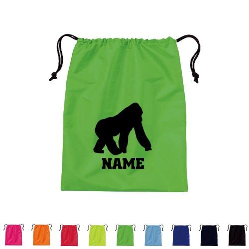 ゴリラ 巾着ポリエステルバッグ 名入れシューズバッグ 上履き入れ Gorilla ドンキーコング