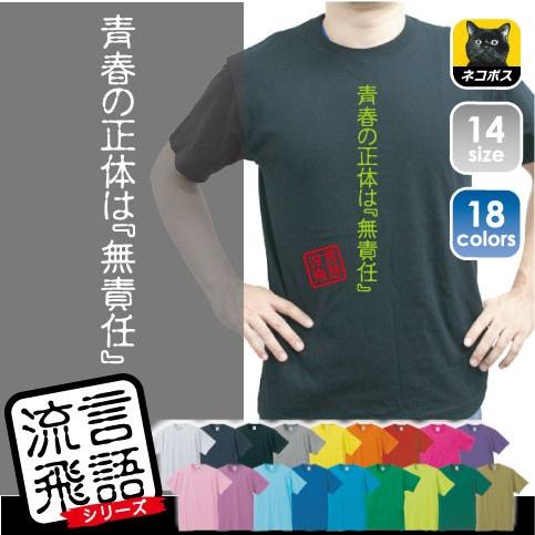 青春の正体は『無責任』 流言飛語 おもしろいTシャツ 文字Tシャツ、エイプリルフール、、