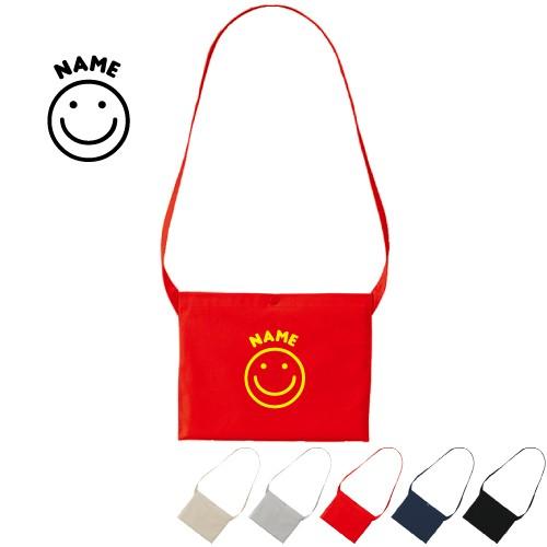 スマイル（smile） 名入れサコッシュ 肩掛け ショルダー キャンバス地 通勤 通学 エコバッグ ...