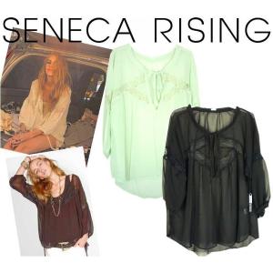 ブラウス　レース　シフォン　シャツ　長袖　チュニック バックテール　[SENECA RISING/セネカライジング]｜emconnection