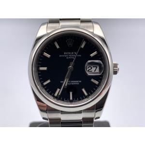 【中古】 【良品】 ロレックス(ROLEX) オイスターパーペチュアル デイト ブラック 115200 SS オイスターブレス｜emedama