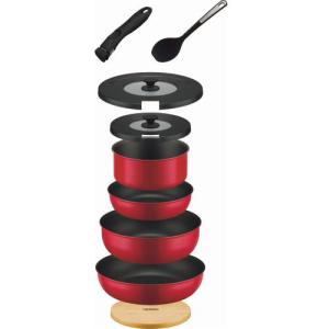 サーモス 取っ手のとれるフライパン ガス火・IH対応 9点セット レッド KSB-9A-R レッド