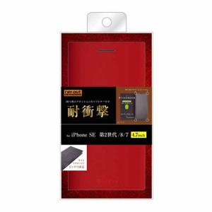 レイ アウト 耐衝撃 手帳型 TETRA サイドマグネット レッド