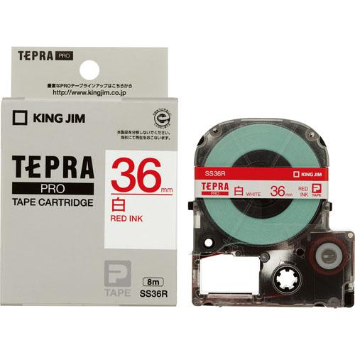 キングジム テプラPRO テープカートリッジ 36mm SS36R 白ラベル・赤文字