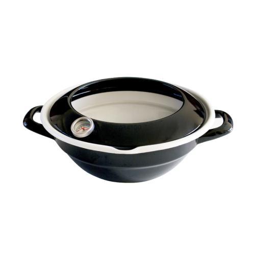 富士ホーロー 温度計付き 天ぷら鍋 24cm ネイビー ガス火・IH対応 TP-24.BK