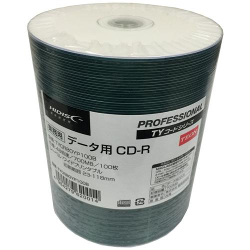 HIDISC TY CD-Rデータ用 48倍速700MB シュリンクパック100枚 ホワイトプリンタ...