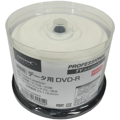 HIDISC TY DVD-R データ用 16倍速 4.7GB ワイドエリアプリンタブル 50枚 ス...