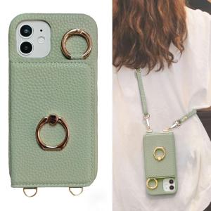 iPhone12 ケース ショルダー カード収納 背面手帳型 リング付 スマホケース いphone12 ケース ショルダー ストラップ付き