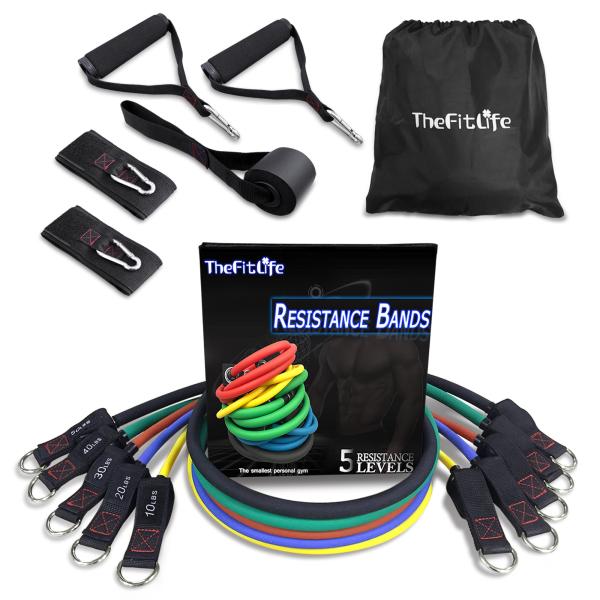 TheFitLife トレーニングチューブ 筋トレチューブ ゴムチューブ ハンドル付 全身トレーニン...