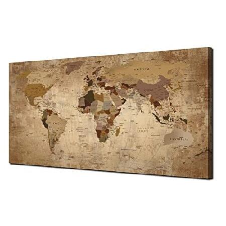 Acocifi 世界地図 キャンバス ウォールアート レトロ ベージュ 抽象画 ヴィンテージ 古い航...